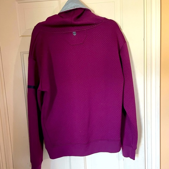 Under Armor Pullover Hoodie Burgundy/Gray Size Large High Neck Active wear - Picture 8 of 10